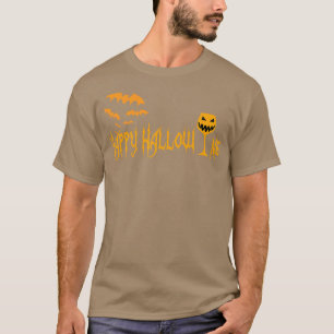 Happy Hallowine Funny Ghost Wine Drinking T-Shirt