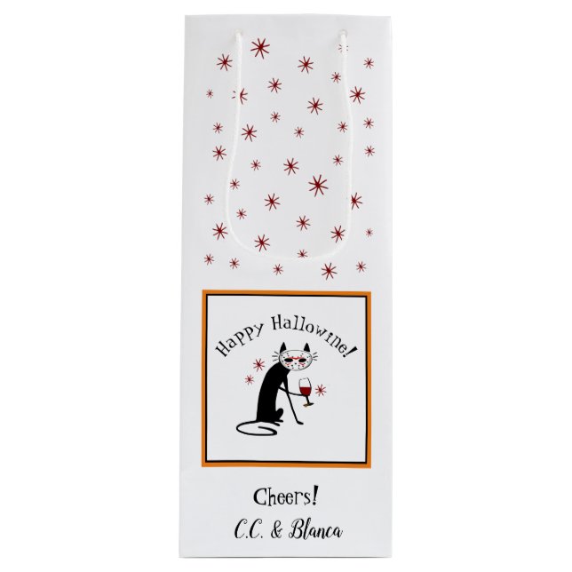 Happy Hallowine! Halloween Punny Wine Gift Bag (Front)