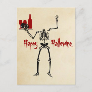 Happy Hallowine Headless Skeleton Postcard