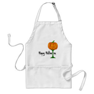 Happy Hallowine Pumpkin Wine Glass Halloween Standard Apron