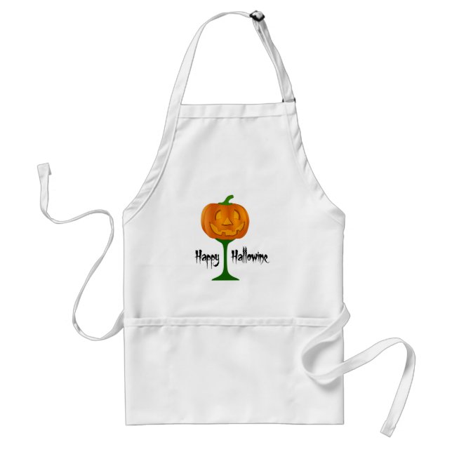 Happy Hallowine Pumpkin Wine Glass Halloween Standard Apron (Front)
