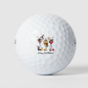 Happy HallowThankMas Wine Glass Thanksgiving Chris Golf Balls
