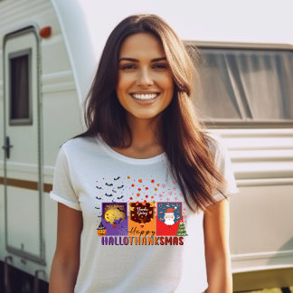 Happy Hallowthanksmas Greeting Card Theme Holiday T-Shirt