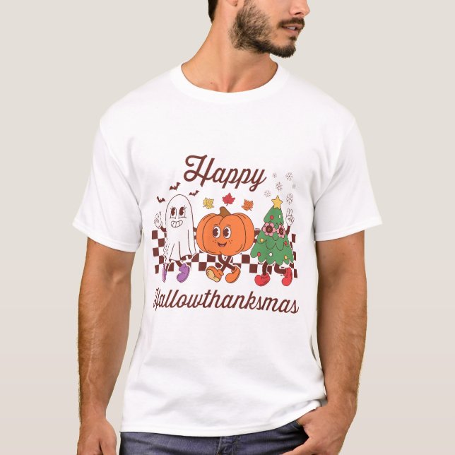 Happy Hallowthanksmas Mascot  T-Shirt (Front)