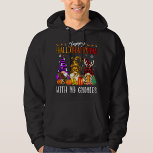 Happy Hallowthanksmas With My Gnomies Funny Cute G Hoodie