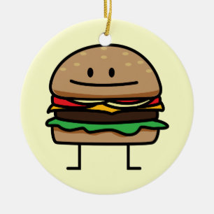 Happy Hamburger Ceramic Tree Decoration