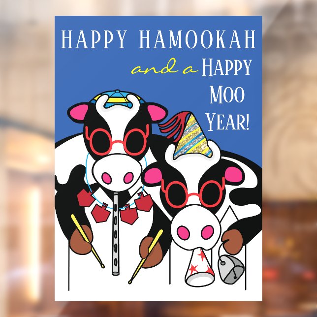 Happy HaMOOkah Happy Moo Year Window Cling (Sheet 2)