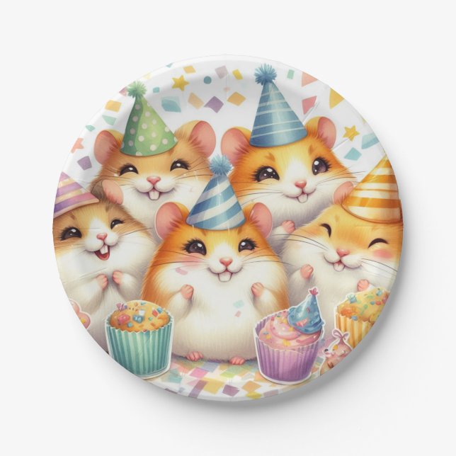 Happy Hamster 7" Paper Plate | Birthday Party (Front)