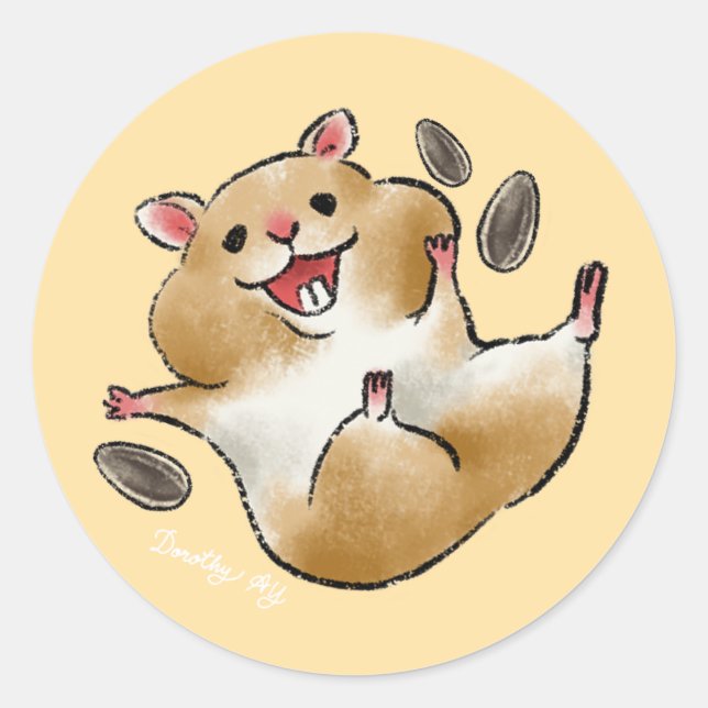Happy Hamster Classic Round Sticker (Front)