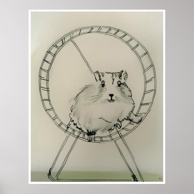 Happy Hamster Drawing - Art Print (Front)