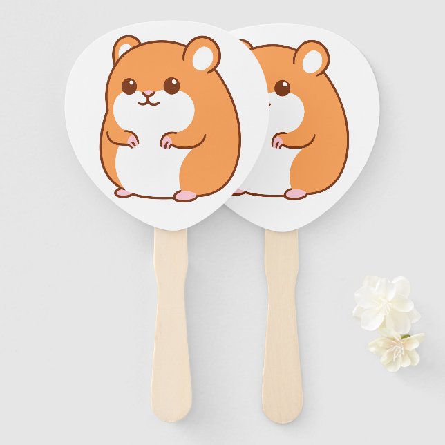 Happy Hamster Hand Fans (Front and Back)