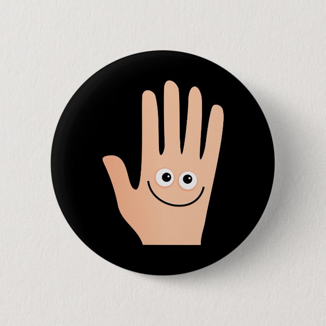 Happy Hand 6 Cm Round Badge (Front)