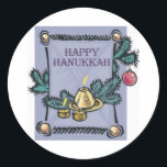 Happy Hannakah Classic Round Sticker<br><div class="desc">Celebrate your favourite holiday with this very trendy and fun design! Makes a great gift idea for that special person in your life,  or just for yourself!</div>