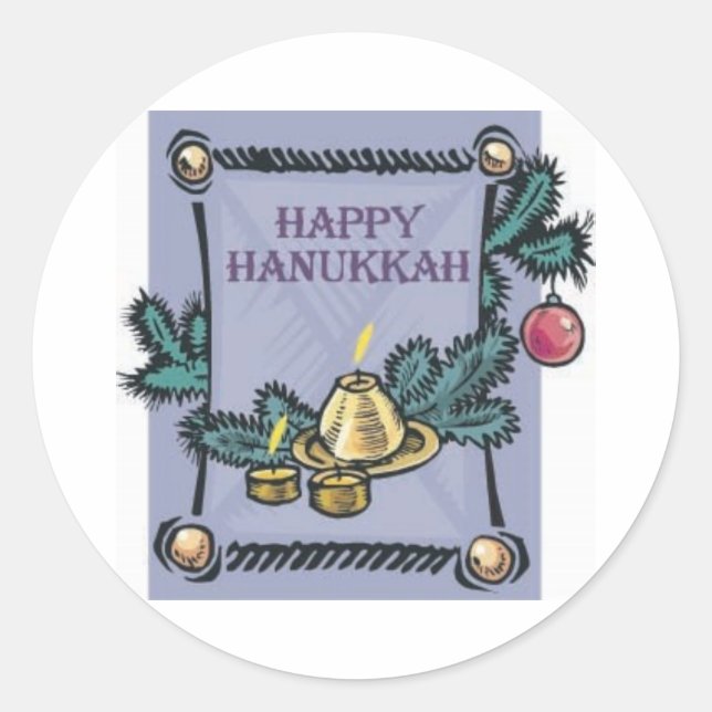 Happy Hannakah Classic Round Sticker (Front)