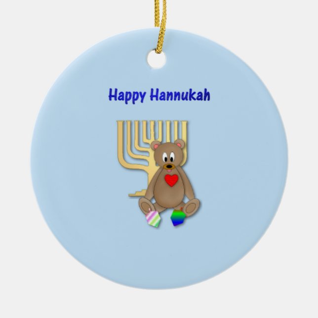 Happy Hannukah Ceramic Tree Decoration (Front)