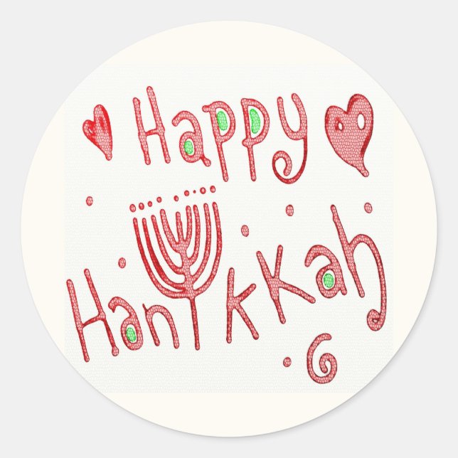 Happy Hannukah Classic Round Sticker (Front)