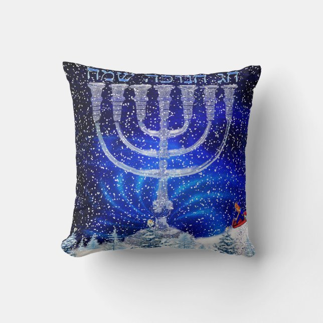 Happy Hannukah Snow Pillow (Front)