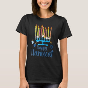 Happy Hanucat Chanukah Jewish Chanukka Cute Cat Co T-Shirt