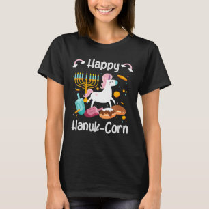 Happy Hanuk Corn Menorah Unicorn Hanukkah Jewish T-Shirt