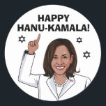 Happy HanuKamala Classic Round Sticker<br><div class="desc">Political Greeting Cards and Designs by PolitiCardz.com
Designs For All Occasions: Political Holiday Cards,  Political Birthday Cards,  Political Humour Cards and Customised Greetings. 

Shop Unique Political Gifts and Gear at PolitiClothes.com
Political T-shirts,  Stickers,  Hoodies,  Buttons,  Mugs,  Signs,  Posters and More! 

www.PolitiCardz.com   www.PolitiClothes.com</div>