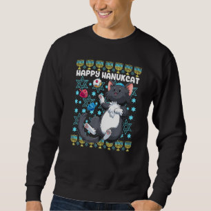 Happy Hanukcat Hanukkah Cat Chanukah Jewish Cat Me Sweatshirt