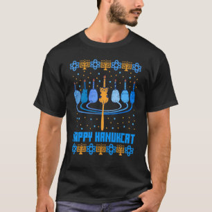 Happy Hanukcat Ugly Hanukkah Cat Chanukah Jewish 6 T-Shirt