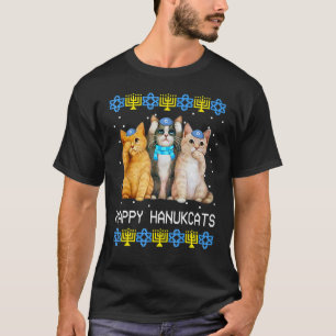 Happy Hanukcats Jewish Cat Hanukkah Kids Women T-Shirt