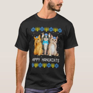 Happy Hanukcats Jewish Cat Hanukkah Kids Women T-Shirt