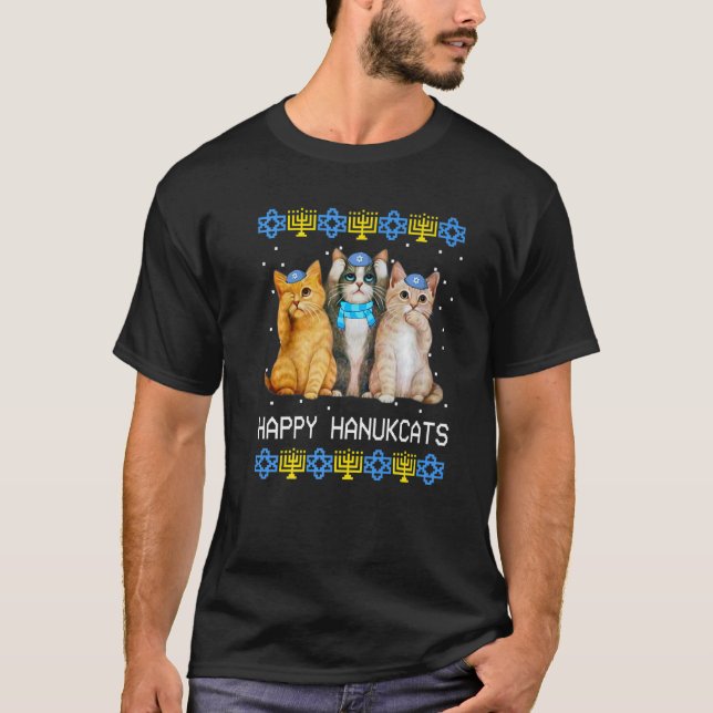 Happy Hanukcats Jewish Cat  Hanukkah Kids Women T-Shirt (Front)