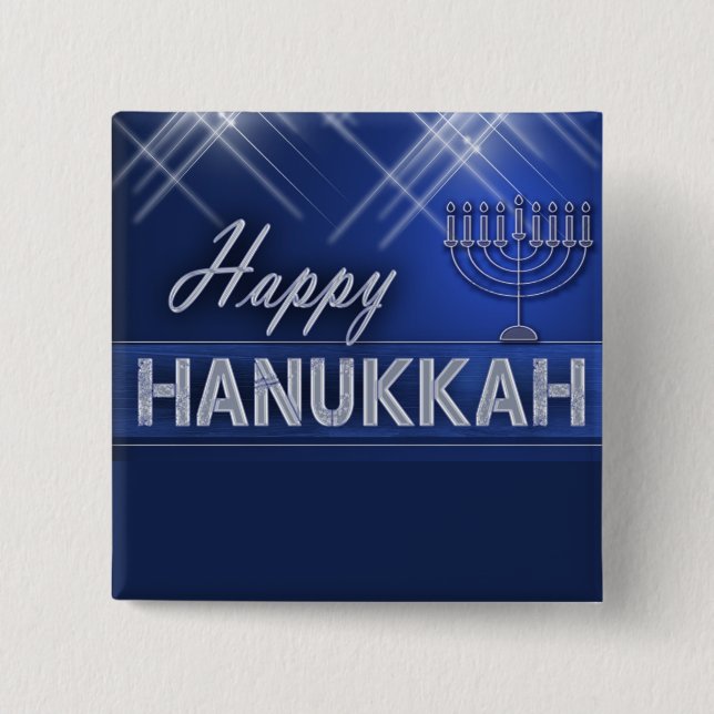 Happy Hanukkah 15 Cm Square Badge (Front)