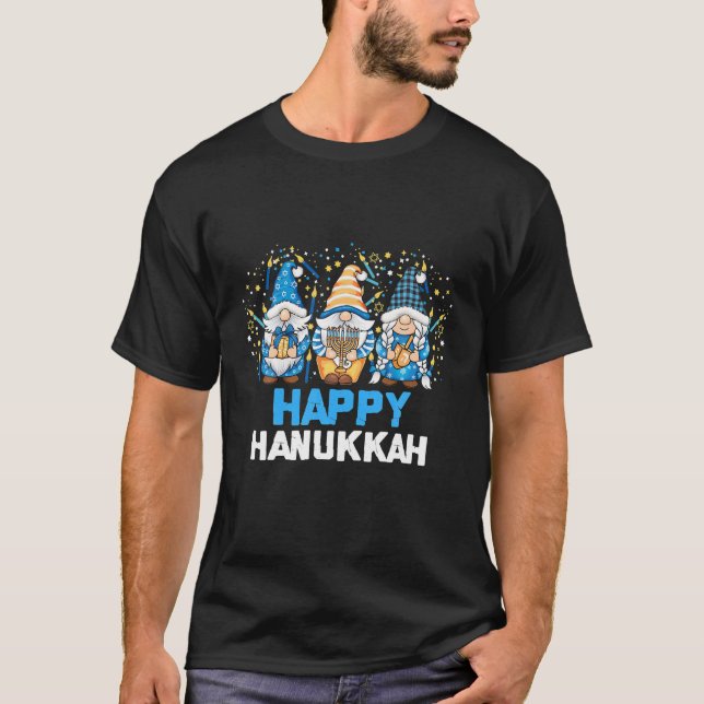Happy Hanukkah 2022 Gnome Menorah Dreidel Costume T-Shirt (Front)