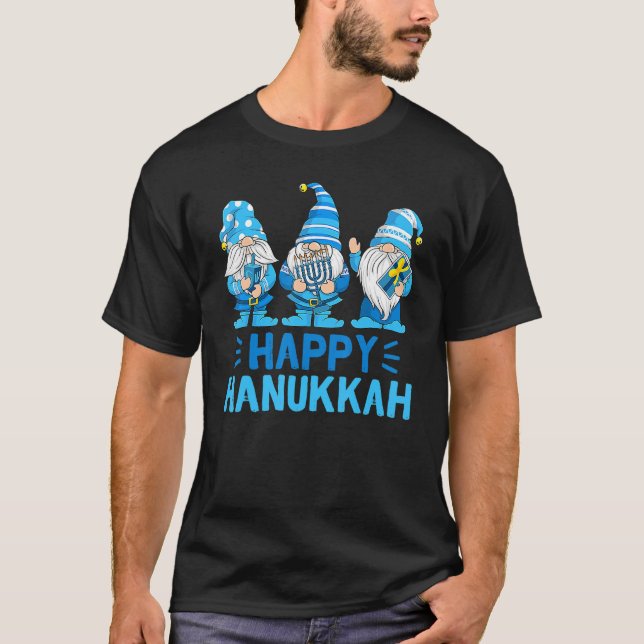 Happy Hanukkah 2022 Gnome Menorah Dreidel Costume T-Shirt (Front)