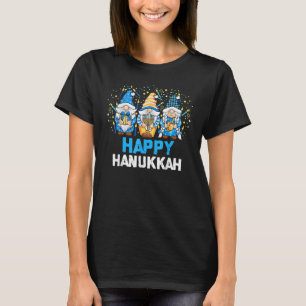 Happy Hanukkah 2022 Three Gnome Menorah Dreidel Co T-Shirt