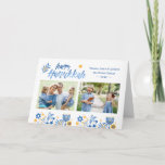 Happy Hanukkah 2 Photo Holiday Card<br><div class="desc">Send your Wishes with this Photo Holiday Card that feature a Watercolor Happy Hanukkah Script and Jewish Holiday Symbols to highlight your greeting message.</div>