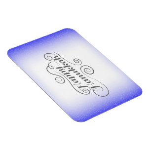 Happy Hanukkah 2-tone Blue White Background Magnet
