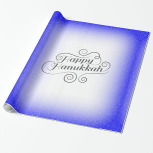 Happy Hanukkah 2-tone Blue White Background Wrapping Paper