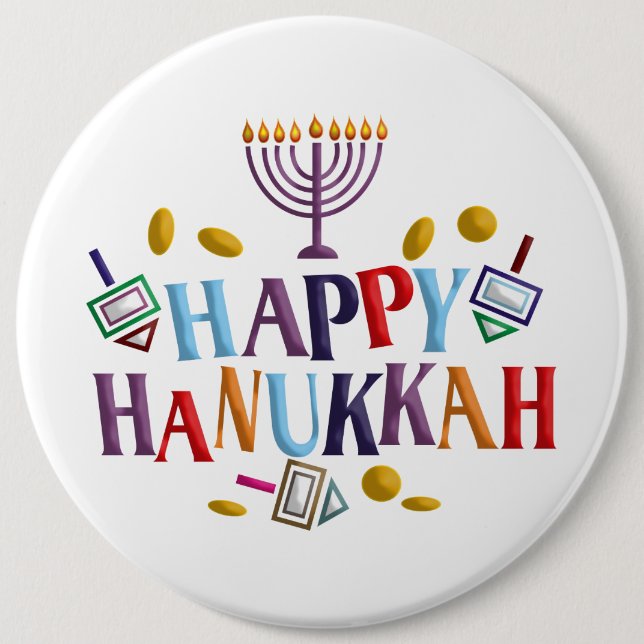Happy Hanukkah 6 Cm Round Badge (Front)