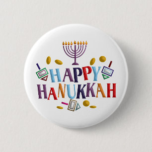 Happy Hanukkah 6 Cm Round Badge