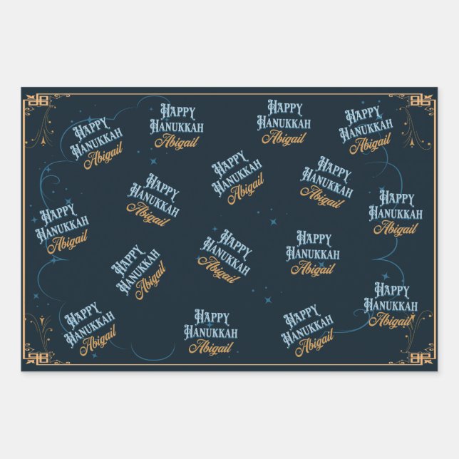 Happy Hanukkah Abigail Wrapping Paper for Abigail (Front)