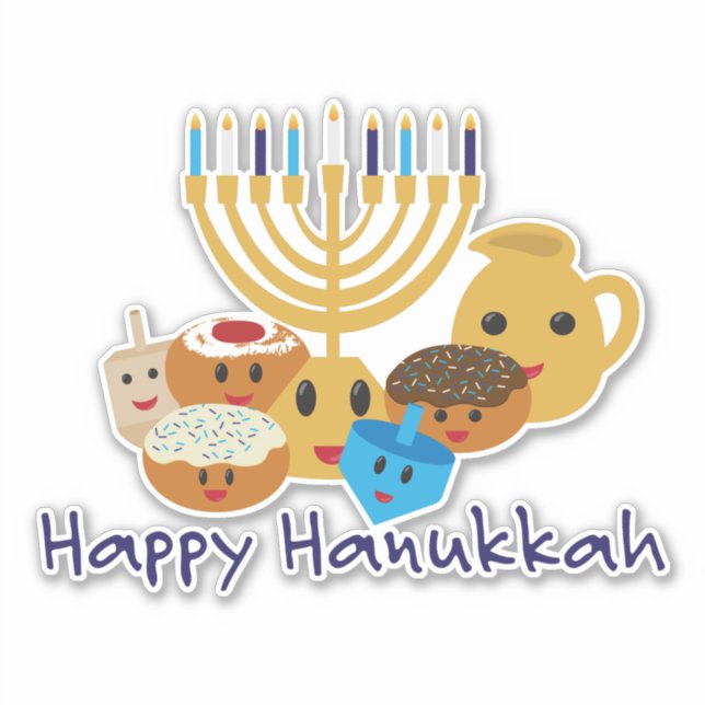 Happy Hanukkah and cute Hanukkah characters (Front)
