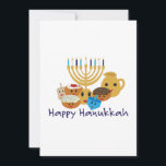 Happy Hanukkah and cute Hanukkah characters Holiday Card<br><div class="desc">Happy Hanukkah and cute Hanukkah characters</div>