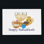 Happy Hanukkah and cute Hanukkah characters Laminated Place Mat<br><div class="desc">Happy Hanukkah and cute Hanukkah characters</div>