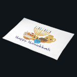 Happy Hanukkah and cute Hanukkah characters Placemat<br><div class="desc">Happy Hanukkah and cute Hanukkah characters</div>