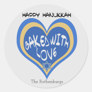 Happy Hanukkah, Baked with Love Classic Round Sticker