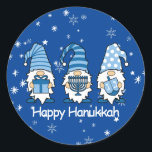Happy Hanukkah Beautiful Blues Gnome Stickers<br><div class="desc">Beautiful Blues Happy Hanukkah Gnome Round Stickers measuring 1.5 inches/20 per sheet! Adorable & perfect for party favours,  envelope seals & more!</div>