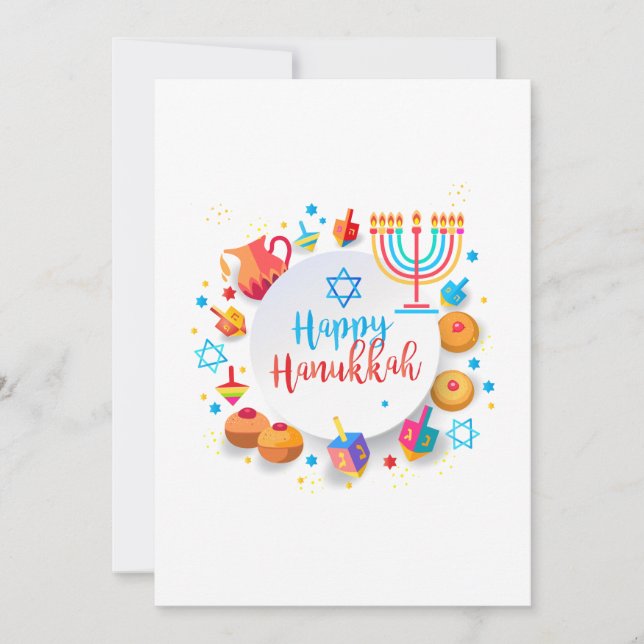 Happy Hanukkah Beautiful Jewish Holiday Ornament Thank You Card (Front)