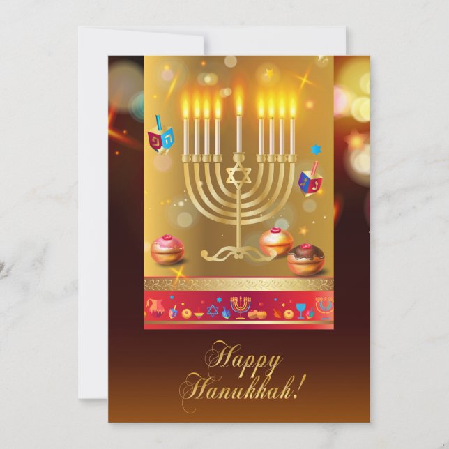 Happy Hanukkah Beautiful Menorah Jewish Holiday Invitation (Front)