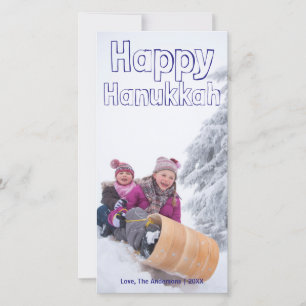 Happy Hanukkah Blue Block - Photocard Holiday Card