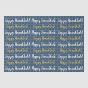  Happy Hanukkah Blue, Gold, and White  Tissue Pape Paper