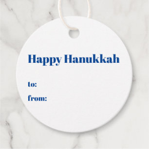 Happy Hanukkah blue gold stripes to from modern Favour Tags